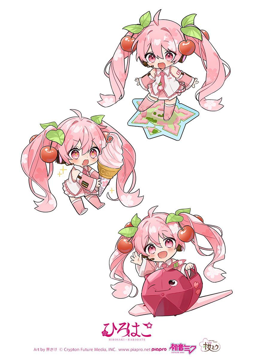 Sakura Miku Chibi Stickers Pack, Kawaii Anime Vocaloid Aesthetic Stickers for Journaling, Scrapbooking, Water Bottles, Laptop, and Planner Decals