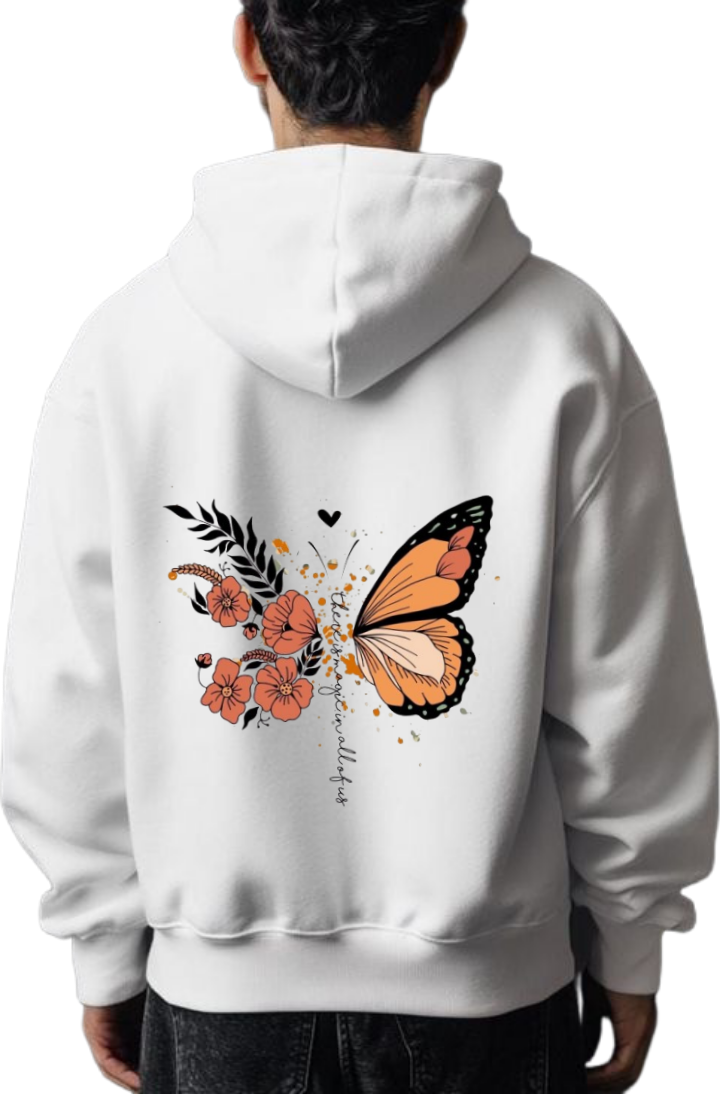 butterflies Oversize Hoodie White Back 22