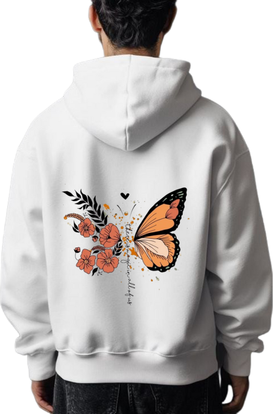 butterflies Oversize Hoodie White Back 22