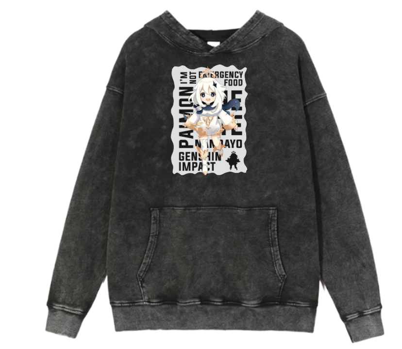 Genshin Impact Paimon Over Size hoodie Washed 22