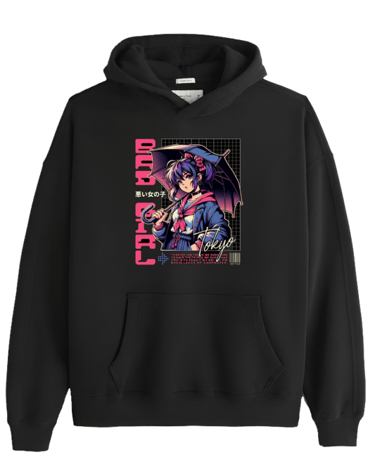 RANDOM ANIME GIRL Oversize  Hoodie Black 22