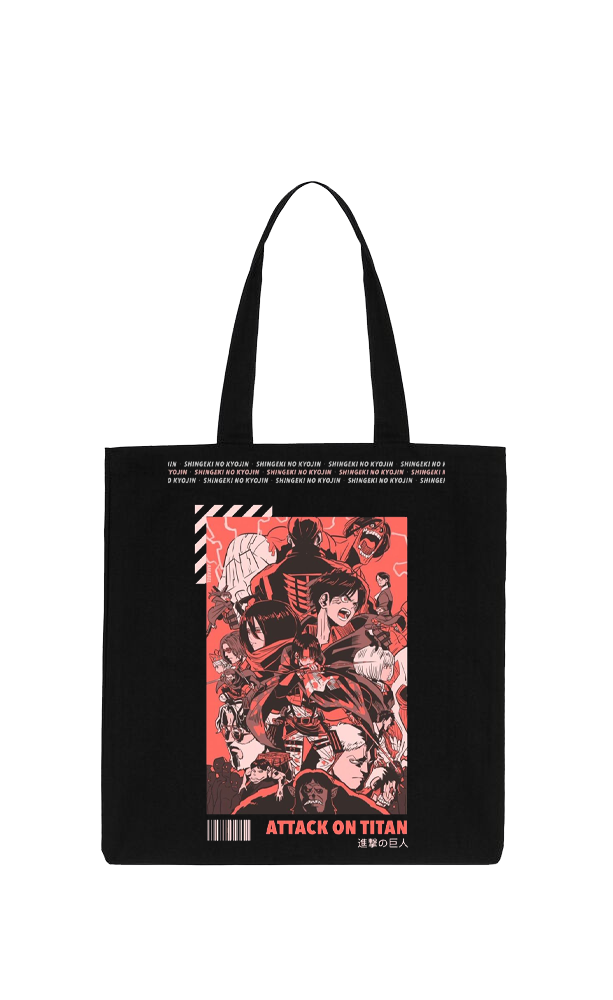 Anime Attack on titan shingeki no kyojin Aot Black tote bag 22