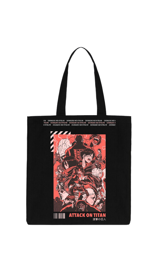 Anime Attack on titan shingeki no kyojin Aot Black tote bag 22