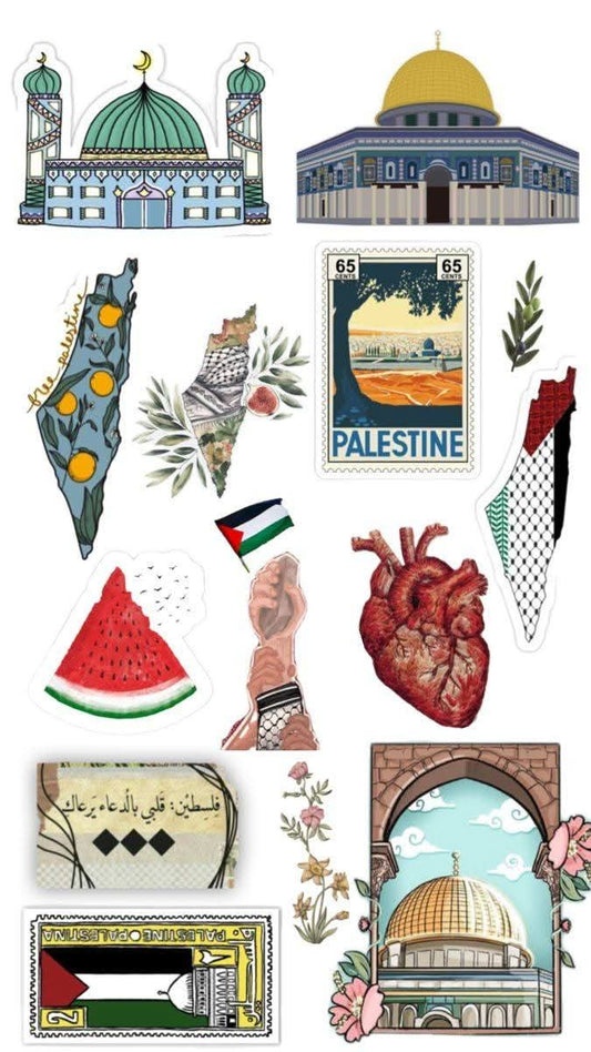 Free Palestine Aesthetic Stickers Pack, Al-Aqsa Mosque, Palestinian Flag, Solidarity Quotes, and Waterproof Vinyl Decals for Journaling, Scrapbooking, Laptop, and Water Bottles