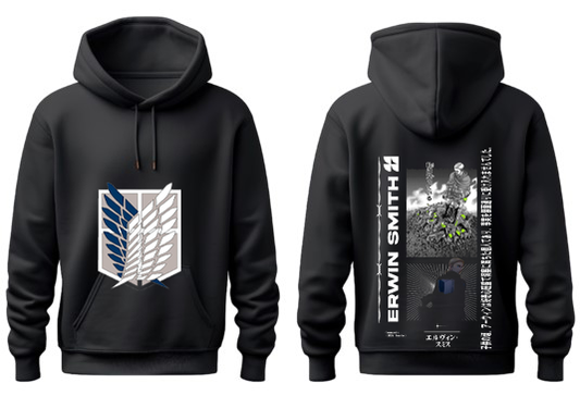 Anime Attack on titan shingeki no kyojin eren levi mikasa Aot Black Oversize HOODIE back 22