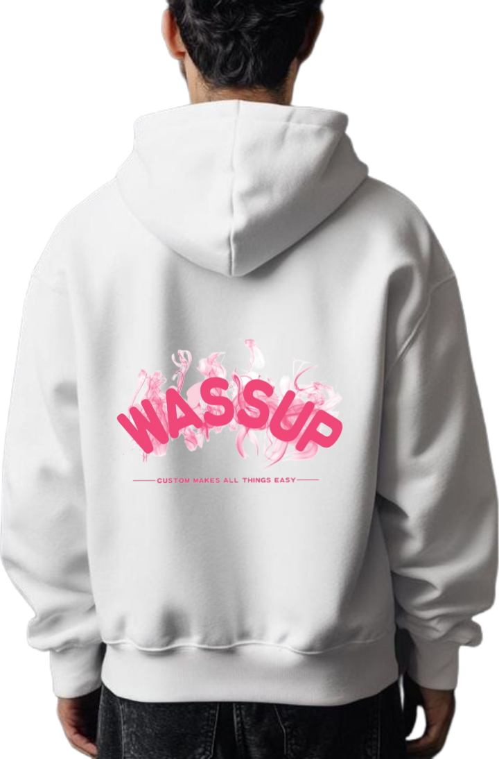 WASSUP Over Size hoodie White Back 72