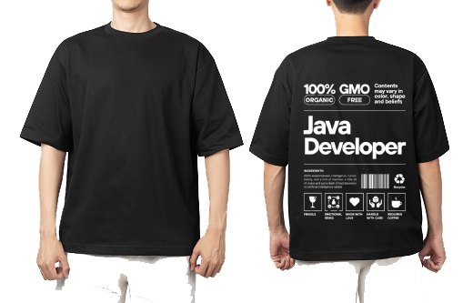 Java Developer One Size t- shirt Black Back 20
