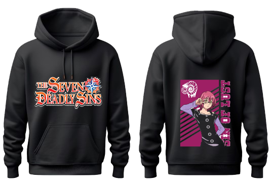 Anime Nanatsu no taizai seven deadly sins Oversize Hoodie Black Back 22