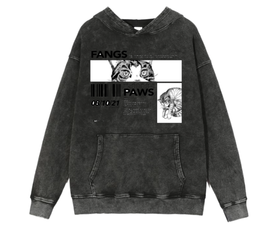 RANDOM ANIME GIRL Oversize  Hoodie Washed gray 22