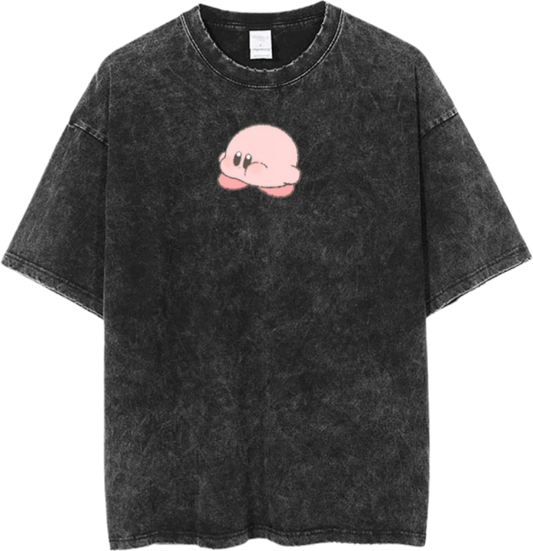 Vintage Washed Kirby Anime Graphic T-Shirt, Kawaii Y2K Aesthetic Grunge Tee, Casual Oversized Short Sleeve Top 22