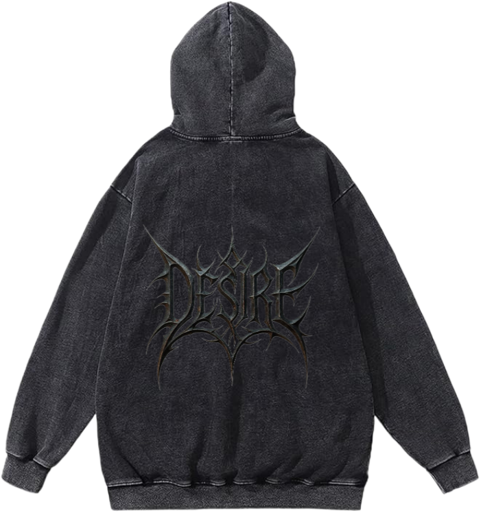 Goth Oversize  Hoodie Washed gray Back 22