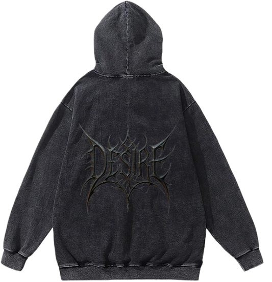 Goth Oversize  Hoodie Washed gray Back 22