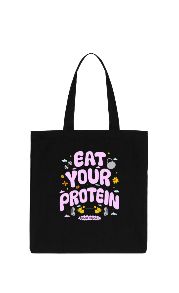EAT YOUR PROTEIN * tote bag Black 152