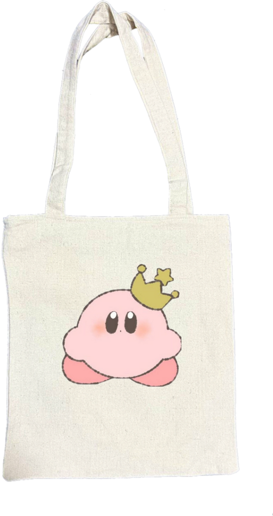 Kawaii Cute Kirby Canvas Tote Bag, beige Aesthetic Pink Anime Character Reusable Shopping Bag, Large Grocery Bag, Book Tote for Women and Girls 22