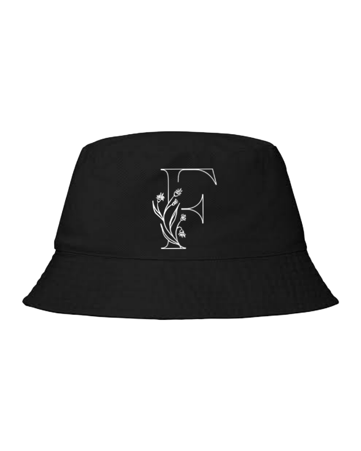 vector letter Bucket hat Fishman hat cap Black F 22
