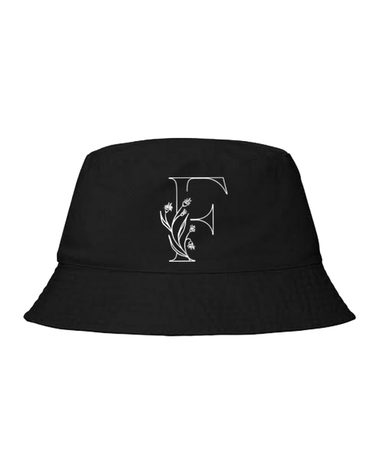 vector letter Bucket hat Fishman hat cap Black F 22