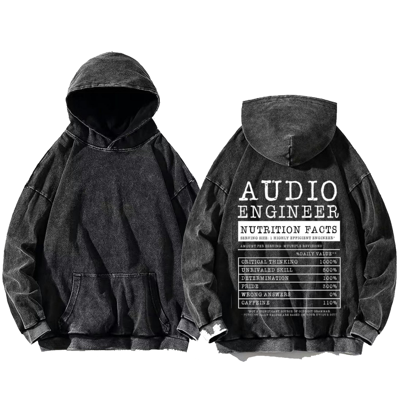 AUDIO ENGINEER oversize hoodie Washed back 125
