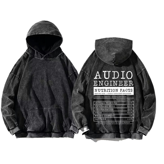 AUDIO ENGINEER oversize hoodie Washed back 125