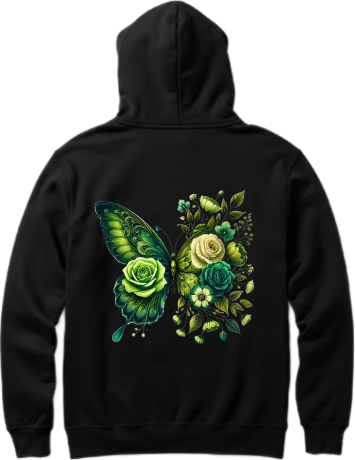 butterflies Oversize Hoodie Black Back 22