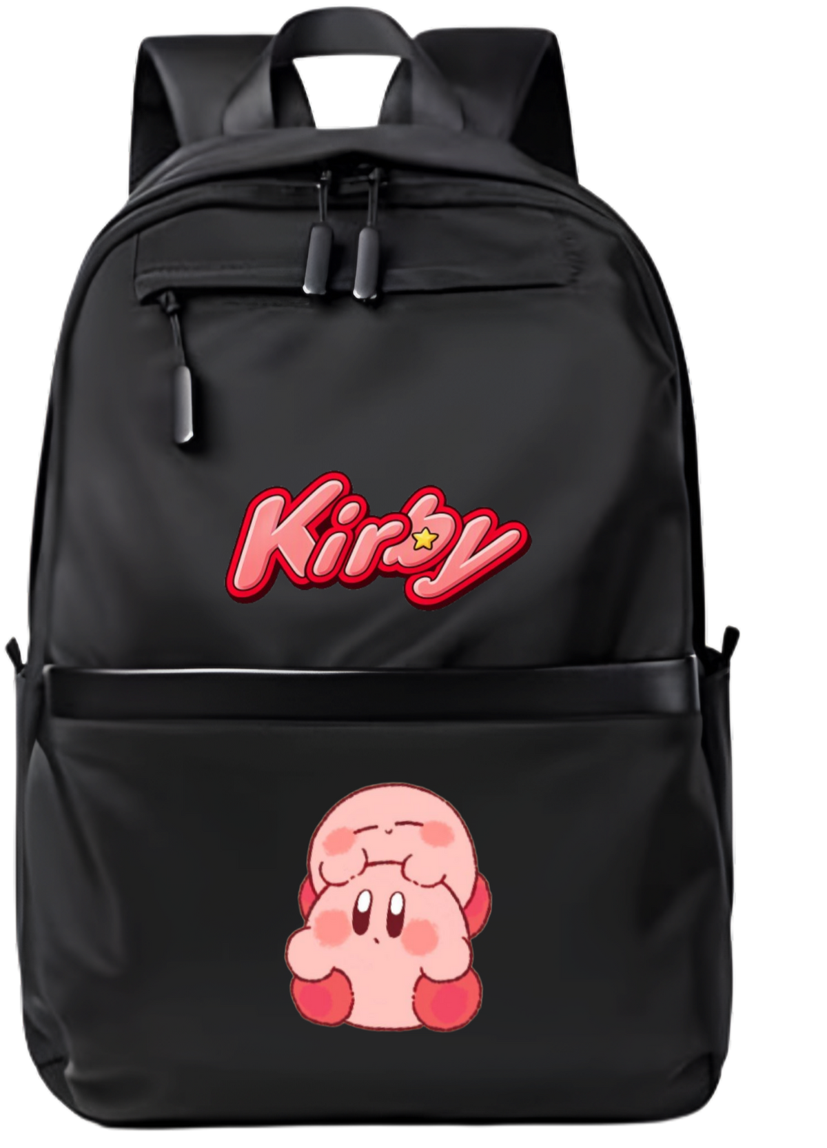 Kirby Backpack for Kids Teens, Cute Anime Cartoon Black School Bag, Casual Daypack Travel Bookbag for Boys and Girls 22