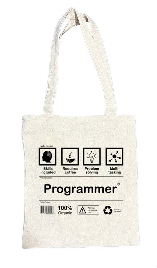 Programmer Back text tote bag beige 22