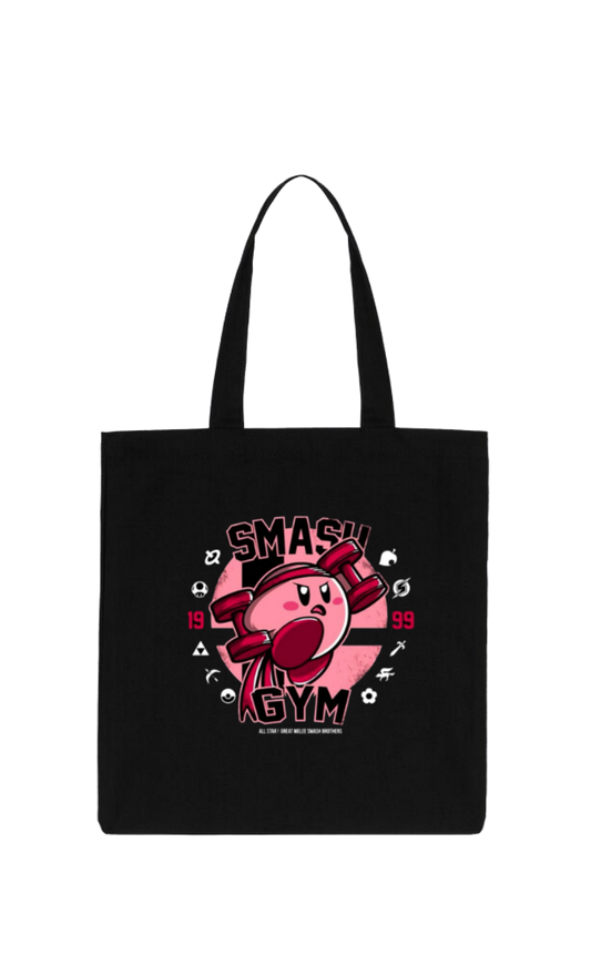 Kawaii Cute Kirby Black Canvas Tote Bag, Aesthetic Anime Character Reusable Shopping Bag, Large Grocery Bag, Book Tote for Women and Girls 22