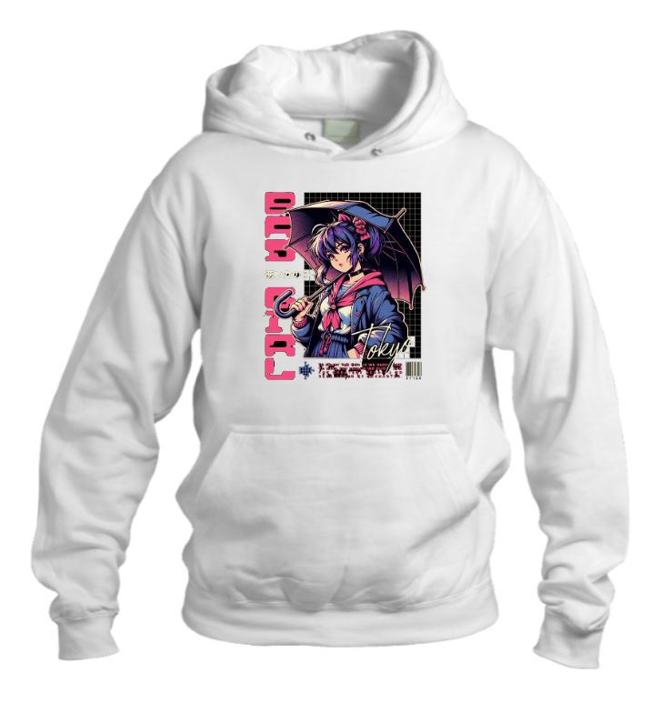 RANDOM ANIME GIRL Oversize  Hoodie White 22