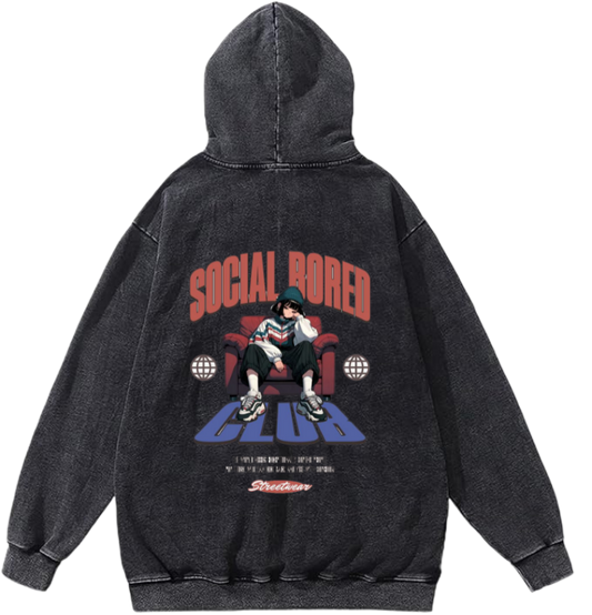 SOCIAL RORED  Over Size hoodie Washed Back 99
