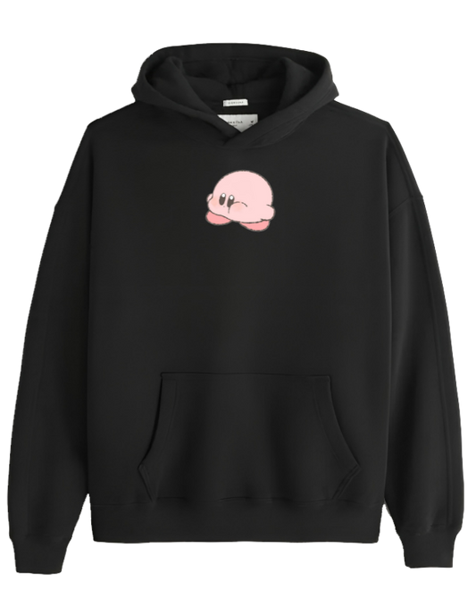 Cute Pink Anime Kirby Character Graphic Hoodie for Women and Men, Kawaii Cartoon Black Pullover Sweatshirt 22