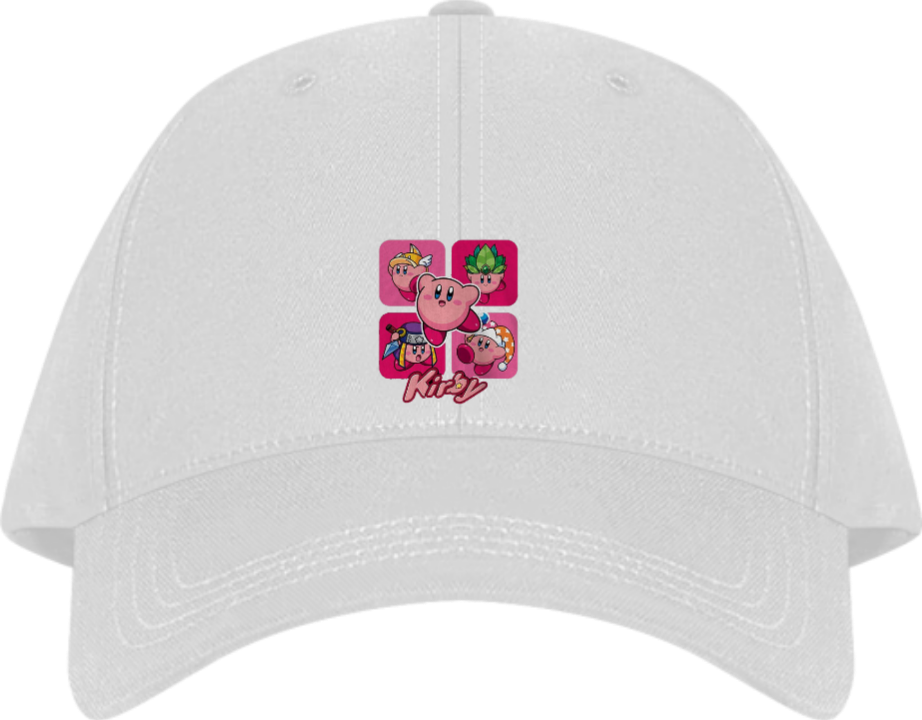 Cute Anime Kirby Baseball Cap, Kawaii Pink Character White Dad Hat, Adjustable Y2K Streetwear Sun Cap for Women and Men 22
