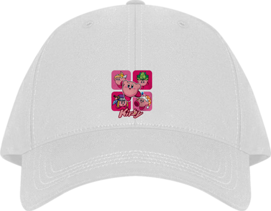 Cute Anime Kirby Baseball Cap, Kawaii Pink Character White Dad Hat, Adjustable Y2K Streetwear Sun Cap for Women and Men 22