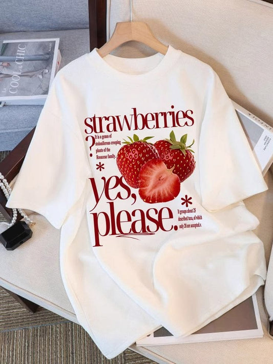 strawberries yes please T-Shirt Oversized White
