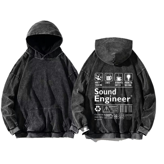 Sound Engineer oversize hoodie Washed back 126