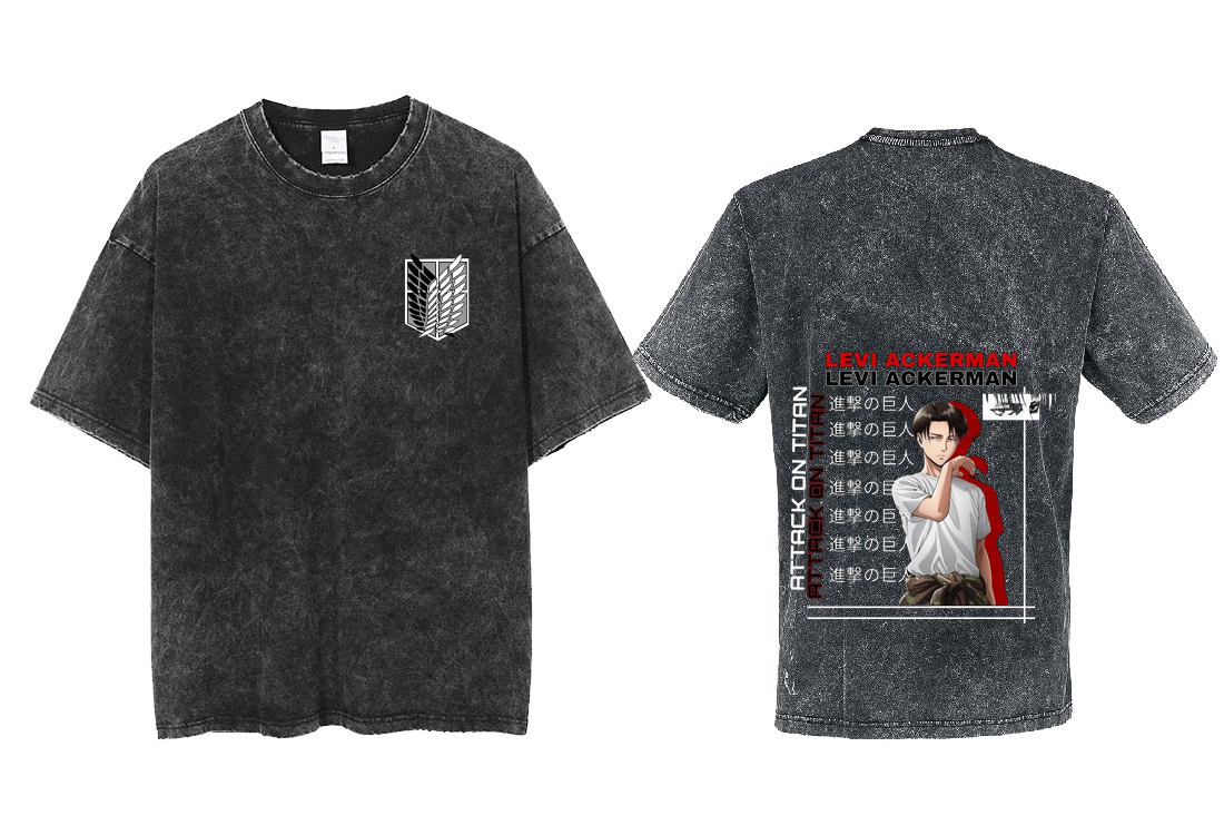 Anime Attack on titan shingeki no kyojin eren levi mikasa Aot Oversize t- shirt Washd acid back 23