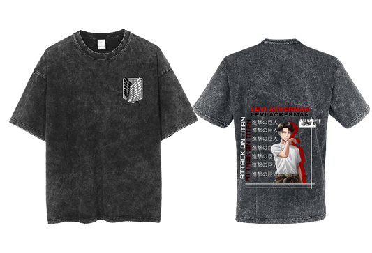 Anime Attack on titan shingeki no kyojin eren levi mikasa Aot Oversize t- shirt Washd acid back 23