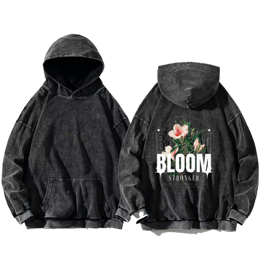 BLOOM STRONGER Back text oversize hoodie Washed back 23