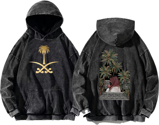 SaudIa Arabia saudi  Oversize  Hoodie Washed gray 23