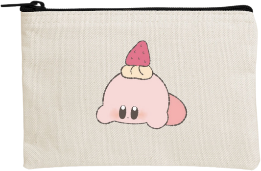 Kawaii Cute Kirby Canvas Makeup Pouch, Aesthetic Pink Anime Character Small Zipper Makeup Bag, Pencil Case, Travel Toiletry Pouch for Women and Girls 23