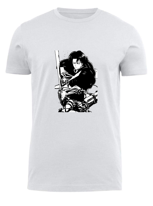 Anime Attack on titan shingeki no kyojin eren levi mikasa  Aot white fit t- shirt 23