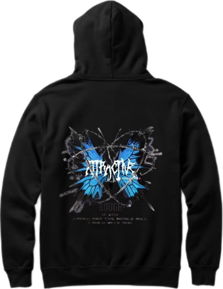 butterflies Oversize Hoodie Black Back 23