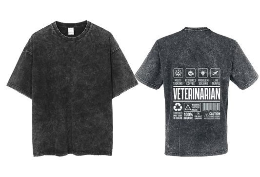 VETERINARIAN Back text One Size t- shirt Washed Back 23