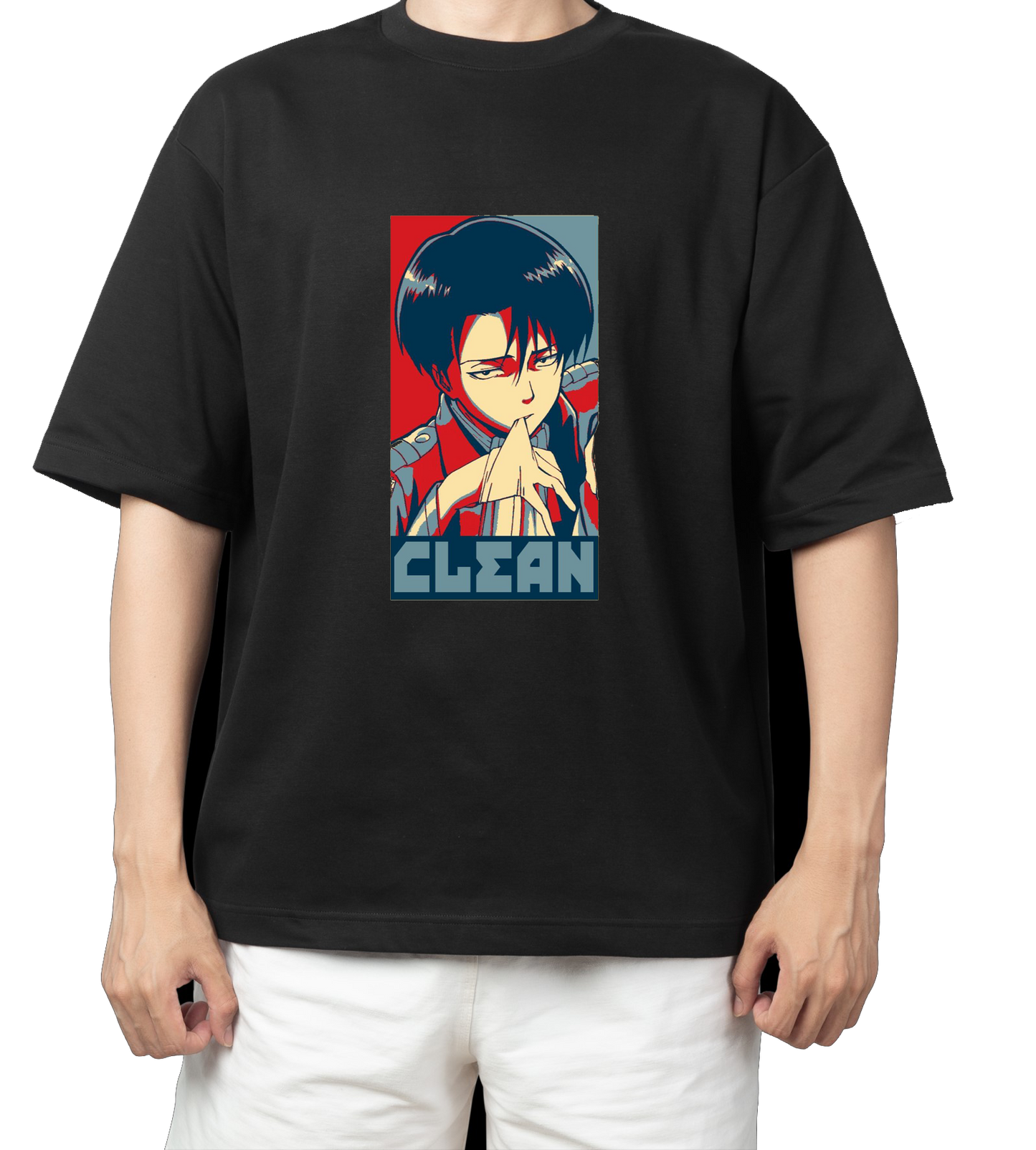 Anime Attack on titan shingeki no kyojin eren levi mikasa  Aot black Oversize  t- shirt 23