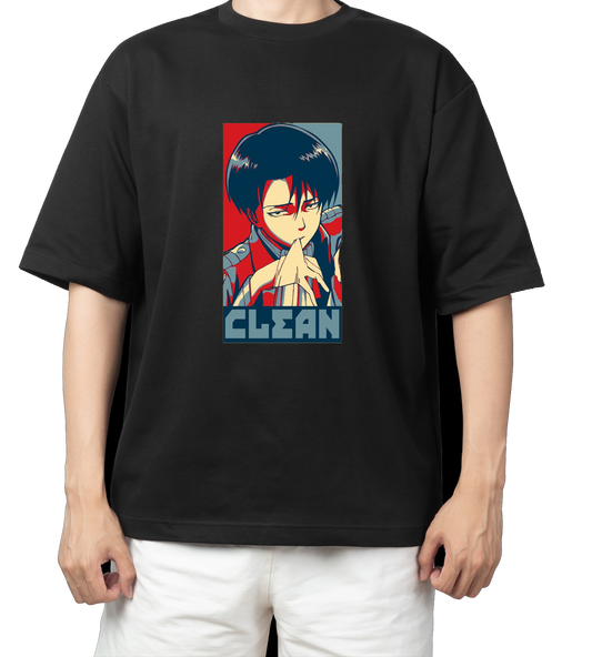 Anime Attack on titan shingeki no kyojin eren levi mikasa  Aot black Oversize  t- shirt 23