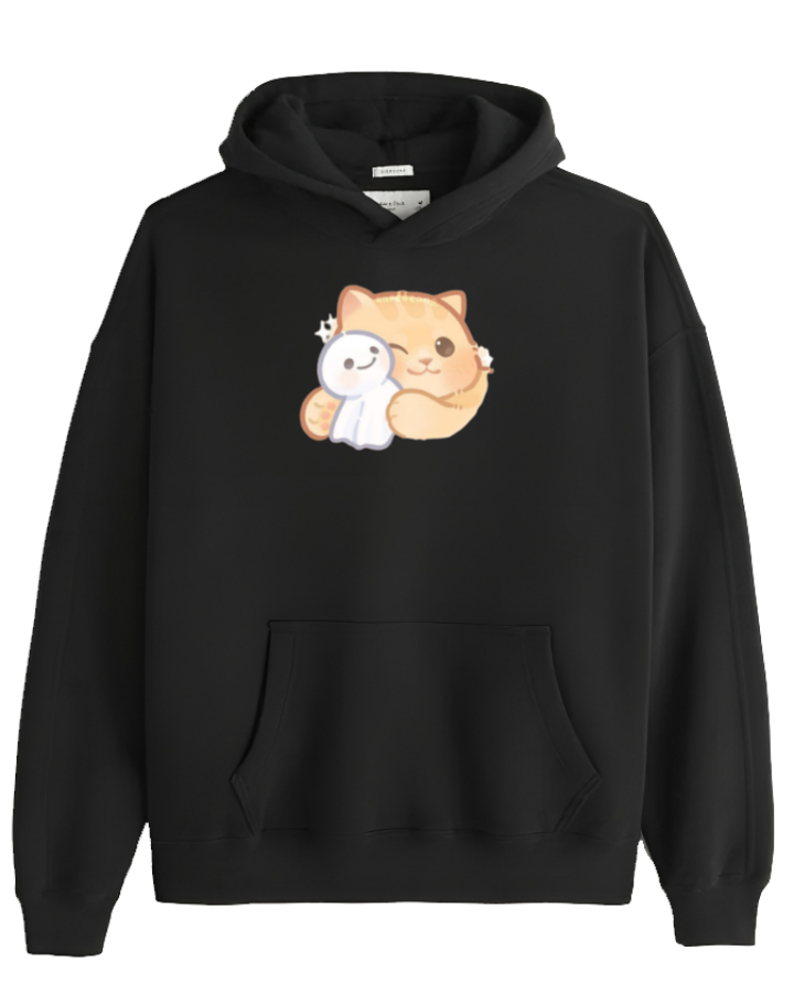 cat Oversize Hoodie Black 23