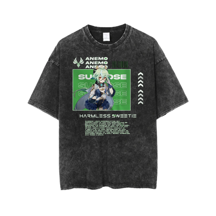 Genshin Impact Sucrose t- shirt Over Size Washed 23