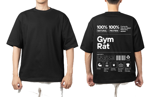 Gym Rat One Size t- shirt Black Back 21