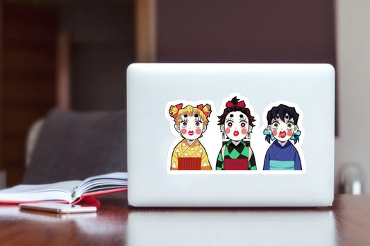 Demon Slayer Funny Disguise Anime Sticker, Tanjiro Zenitsu Inosuke Waterproof Vinyl Decal for Laptop, Water Bottle, Hydro Flask, and Journal