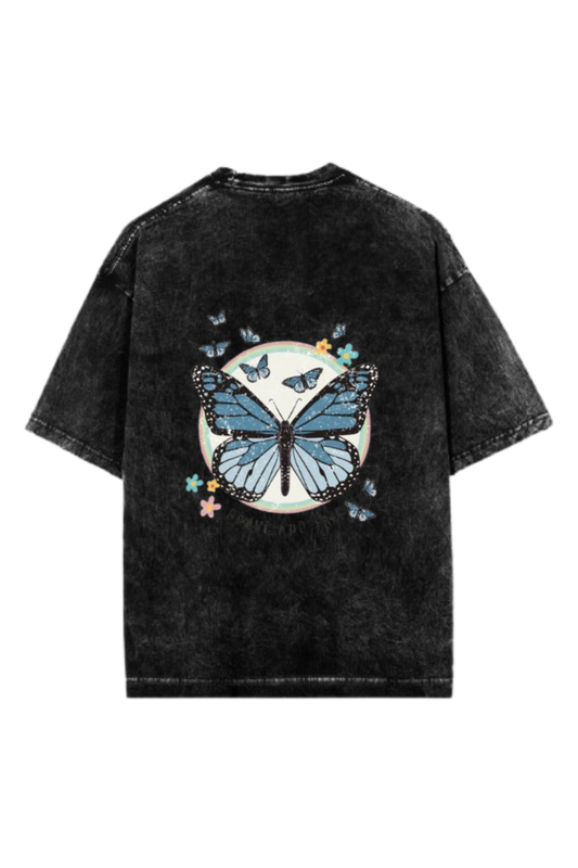 butterflies One Size t- shirt Washed Back 23