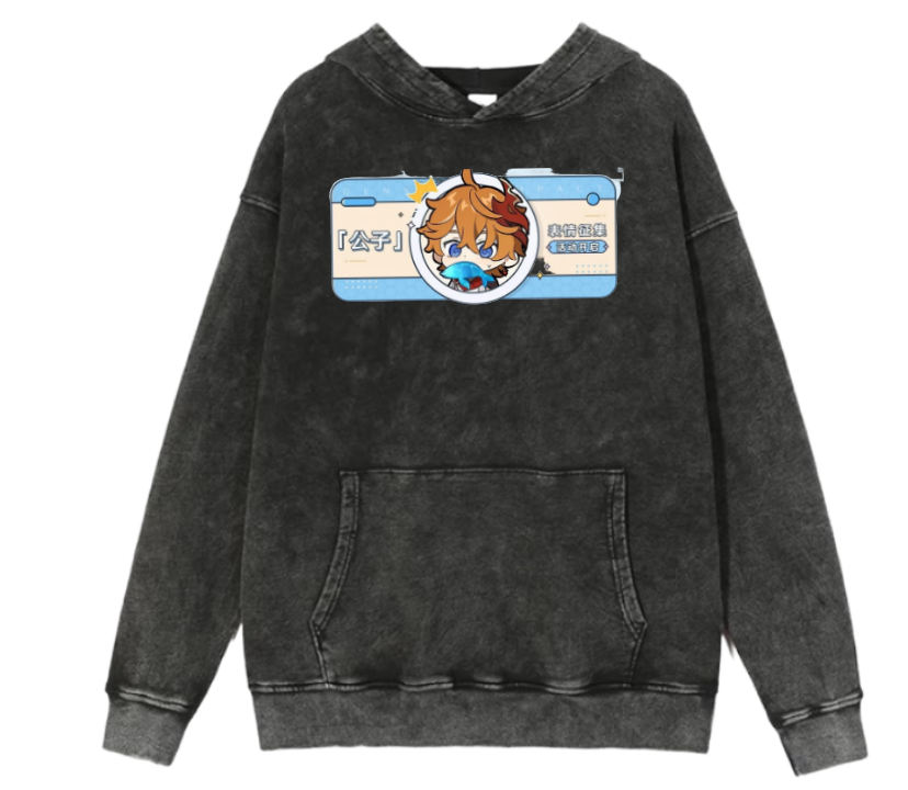 Genshin Impact Tartaglia Over Size hoodie Washed 23