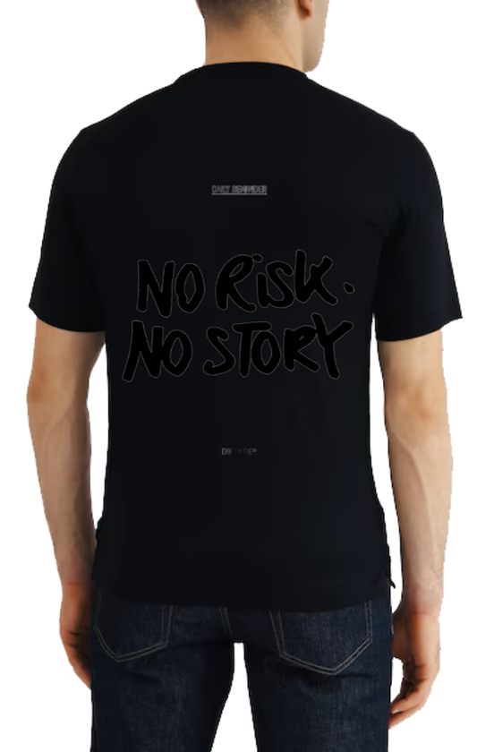 No Risk. NO STORY t- shirt One Size Black back 23